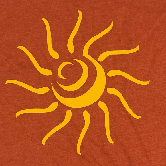 Yellow Sun Burst, Short Sleeve T-Shirt, Unisex, Heather Orange, Size XL, NEW - Picture 2 of 5